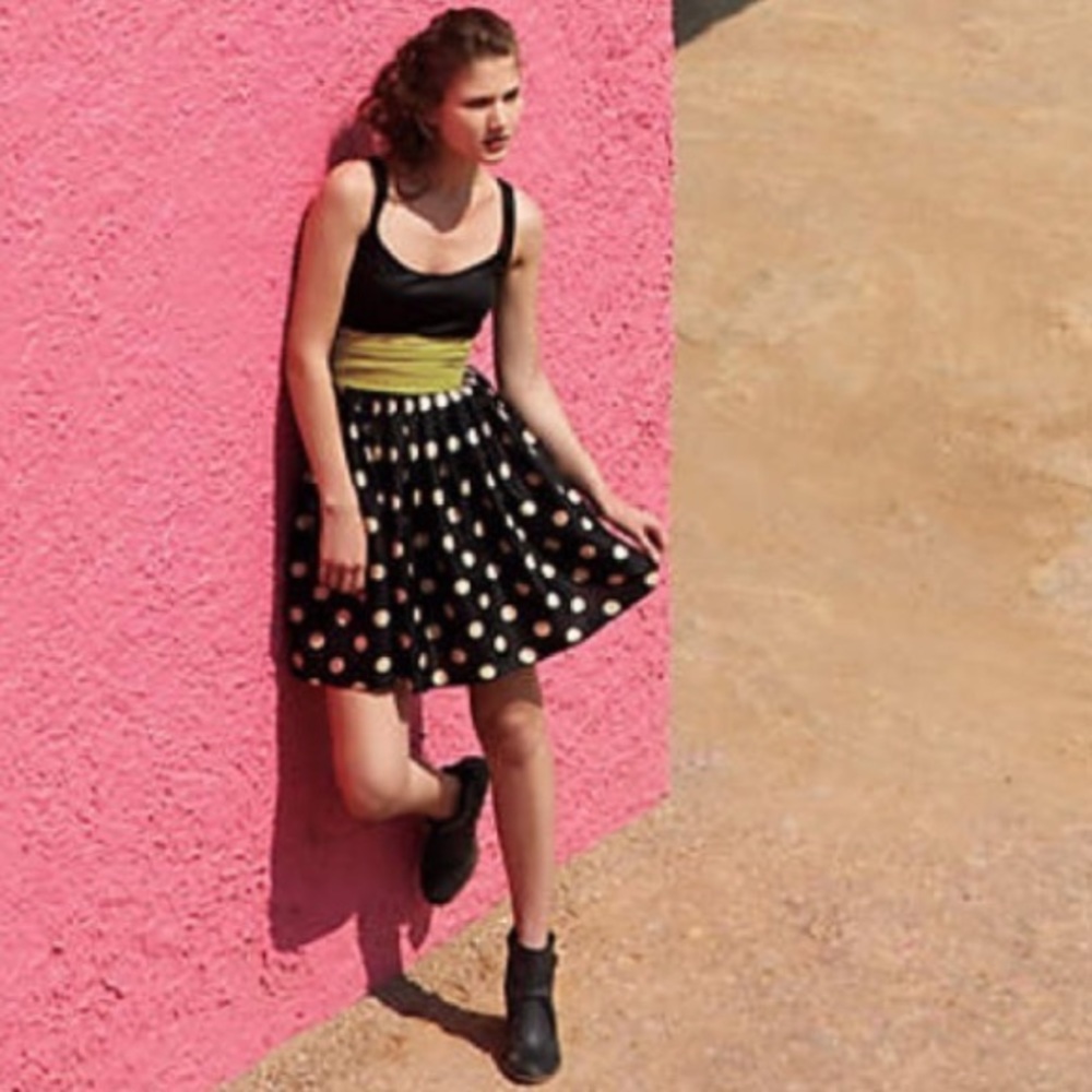 Anthropologie A Slice of Lime Polka Dot Dress 2
